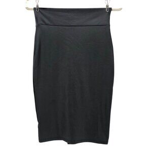 NWD Simlu Womens Small Skirt Faux Leather Pencil Fitted Black Knee Length Party